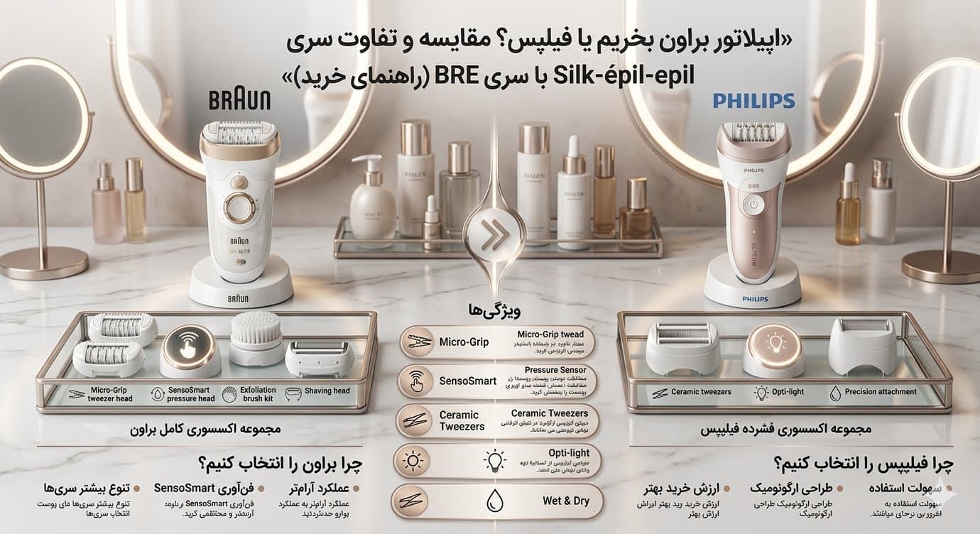اپیلاتور براون بخریم یا فیلیپس؟ مقایسه و تفاوت سری Silk-epil با سری BRE (راهنمای خرید)