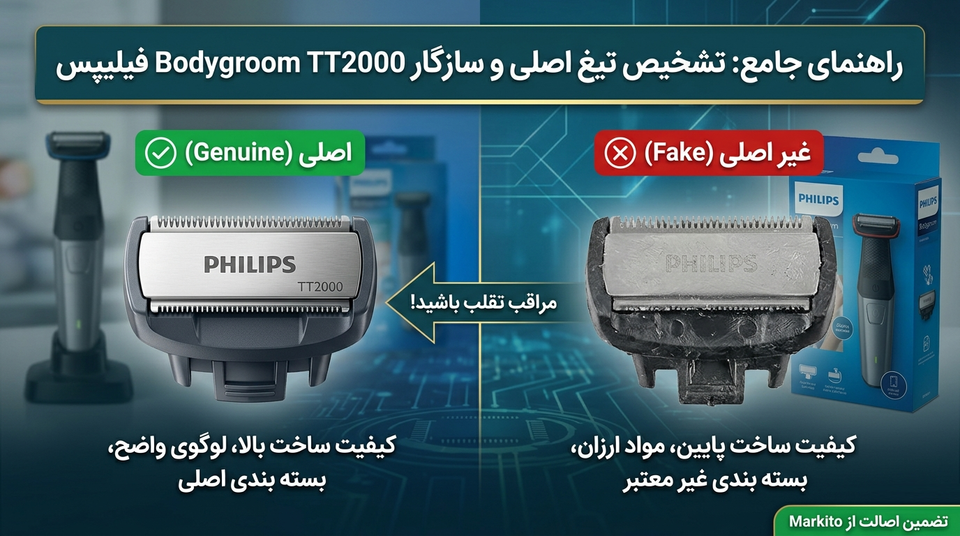 تفاوت تیغ یدک بادی گروم فیلیپس TT2000 با BG2000 به زبون ساده؛ کلاه سرت نره!