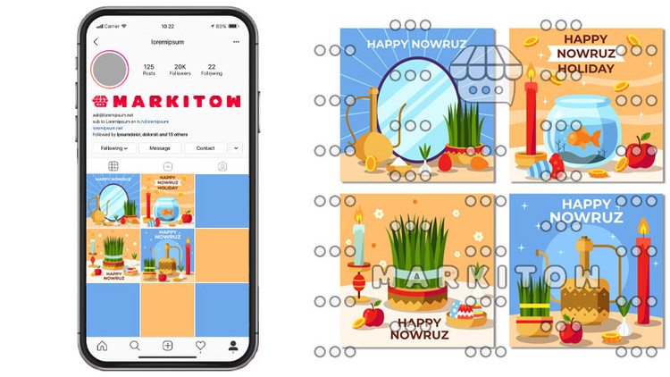 دانلود رایگان قالب آماده پست و عکس کاور ویدئو اینستاگرام برای تبریک نوروز