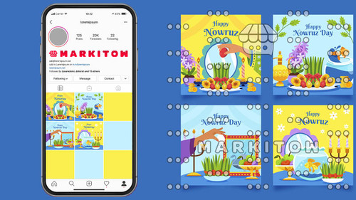 دانلود رایگان قالب آماده پست و عکس کاور ویدئو اینستاگرام برای تبریک نوروز