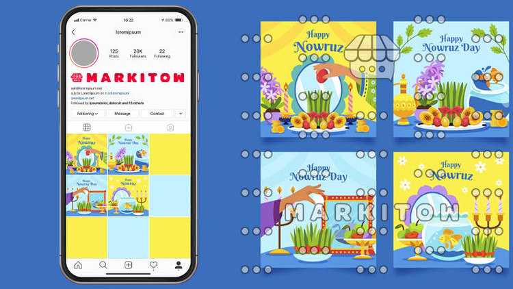 دانلود رایگان قالب آماده پست و عکس کاور ویدئو اینستاگرام برای تبریک نوروز